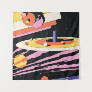 Psychedelic Space Abstract Illustration,Geometric Tapestry