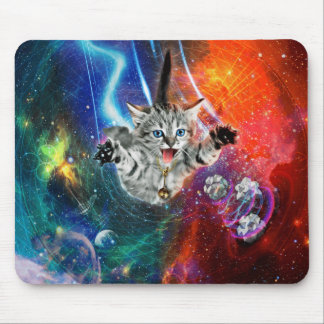 psychedelic space cat mouse pad