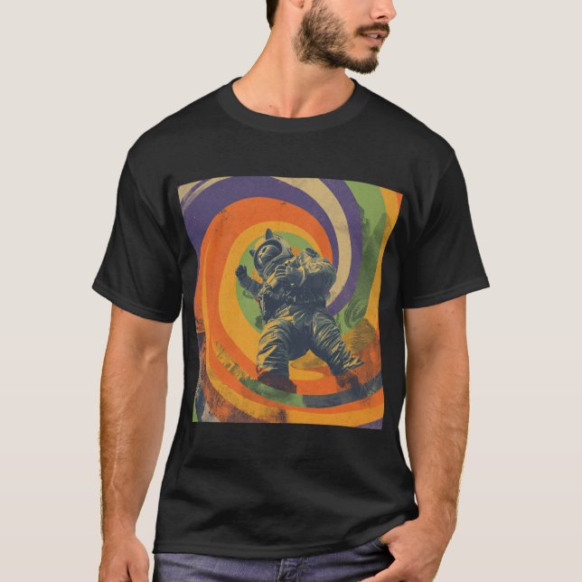 Psychedelic Space Cat – Trippy Astronaut Poster T-Shirt (Front)