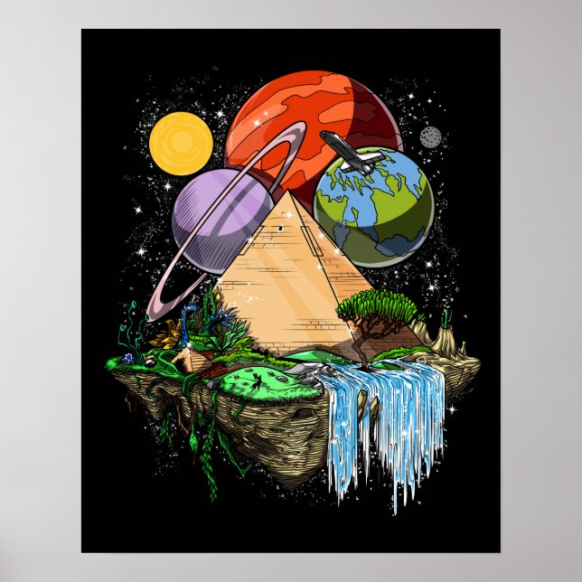 Psychedelic Space Egyptian Pyramid Poster (Front)
