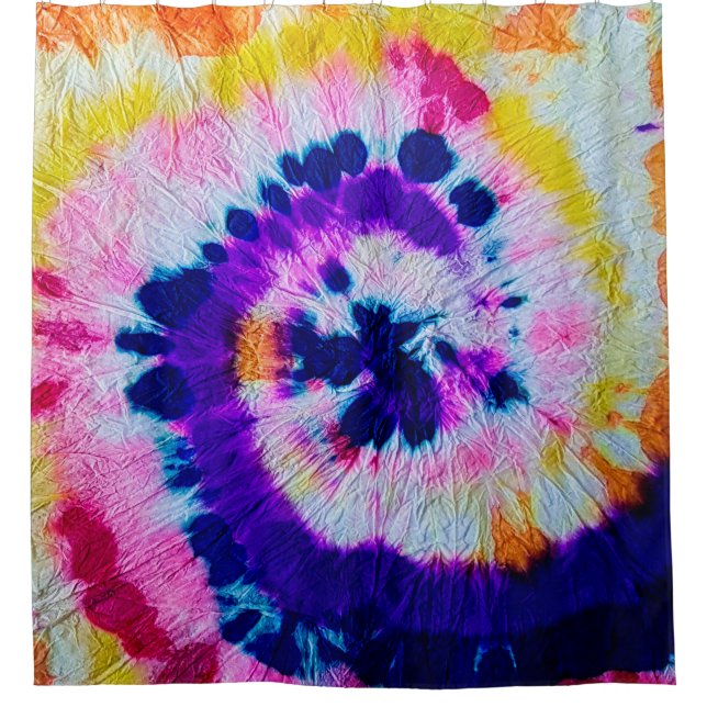 Psychedelic Spiral. Multicolor Fabric Tie Dye. Hip (Front)