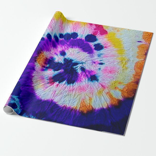 Psychedelic Spiral. Multicolor Fabric Tie Dye. Hip Wrapping Paper (Unrolled)
