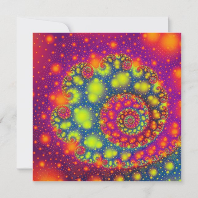 Psychedelic Spiral Neon Decorative Abstract Art Invitation (Front)