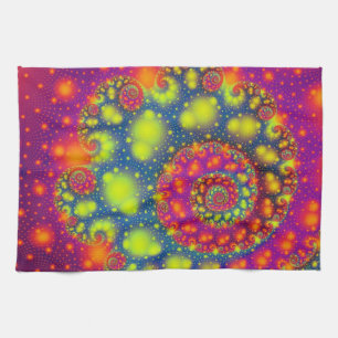 Psychedelic Spiral Neon Decorative Abstract Art Kitchen Towel