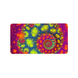 Psychedelic Spiral Neon Decorative Abstract Art Label