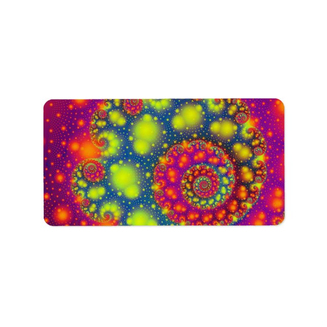 Psychedelic Spiral Neon Decorative Abstract Art Label (Front)