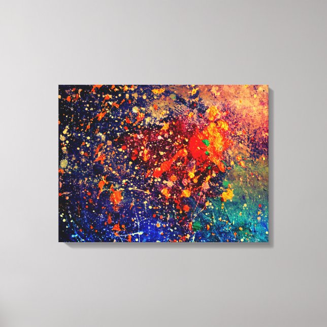 Psychedelic Splatter | Colourful Rainbow Abstract Canvas Print (Front)