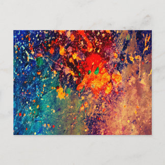 Psychedelic Splatter | Colourful Rainbow Abstract Postcard
