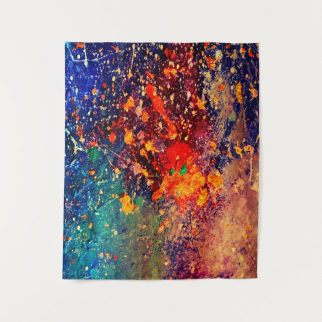 Psychedelic Splatter | Rainbow Abstract Backdrop Tapestry (Front)