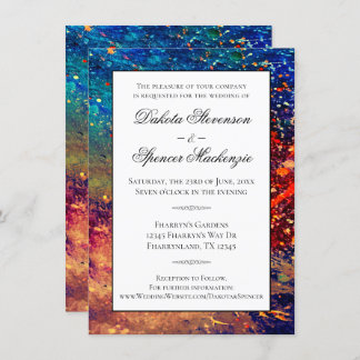 Psychedelic Splatter | Rainbow Abstract Wedding Invitation