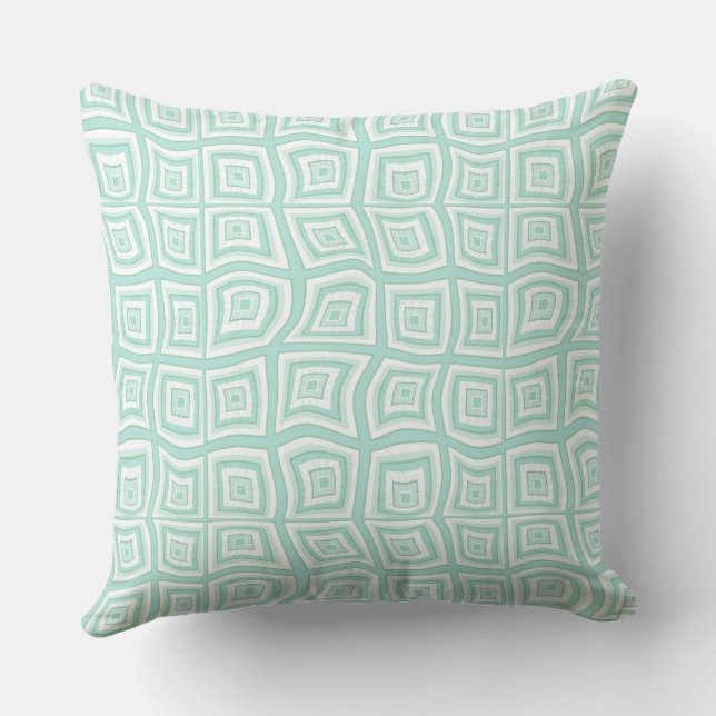 Psychedelic Square Prisms Check Cruise Floral Throw Pillow (Back)