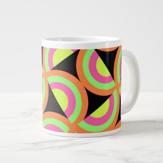 Psychedelic Squares Large Coffee Mug (Front Right)