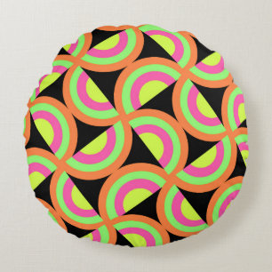 Psychedelic Squares Round Pillow