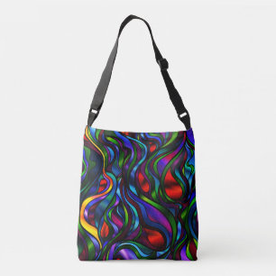 Psychedelic Stained Glass Abstract Crossbody Bag