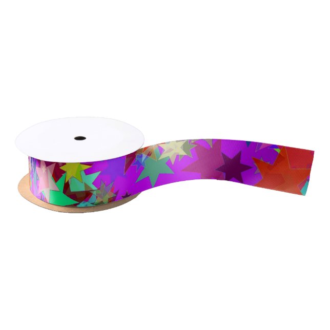 psychedelic stars ribbon satin ribbon (Spool)