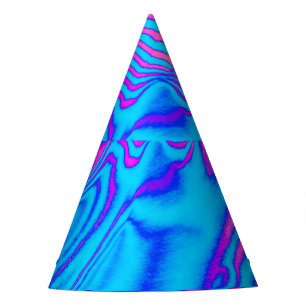 Psychedelic Striped Zebra: Neon Fluorescent Backgr Party Hat