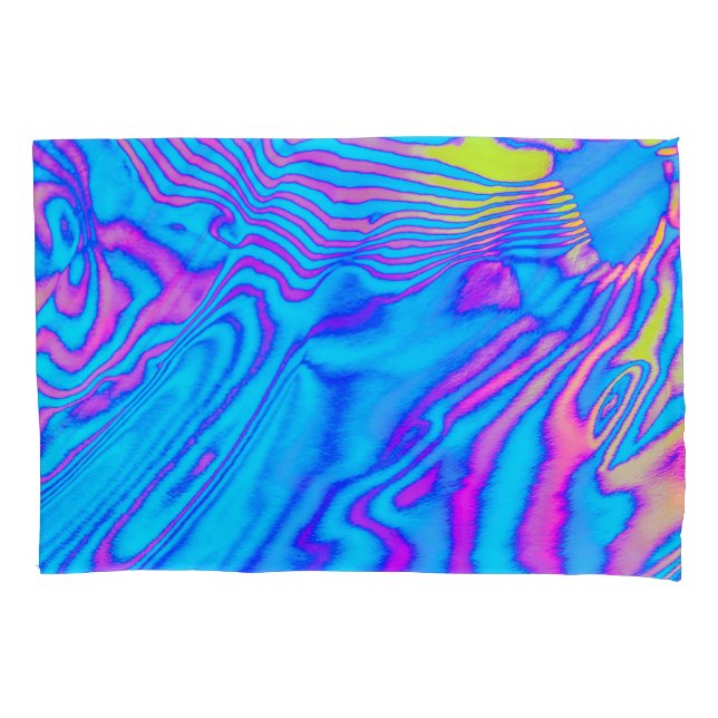 Psychedelic Striped Zebra: Neon Fluorescent Backgr Pillowcase (Front)