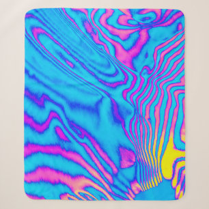 Psychedelic Striped Zebra: Neon Fluorescent Backgr Sherpa Blanket