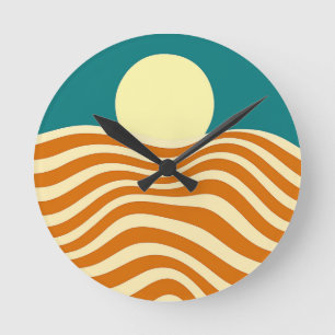 Psychedelic Sun and Rippling Waves2 Round Clock