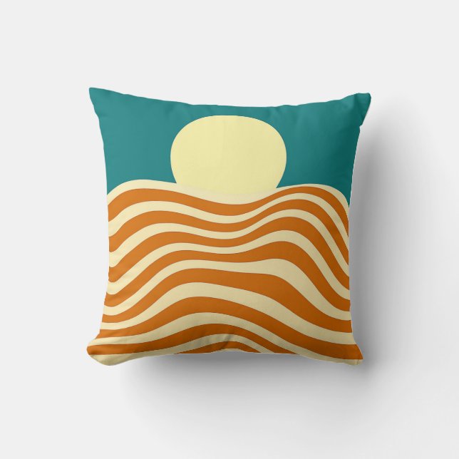 Psychedelic Sun and Rippling Waves2 Throw Pillow (Front)