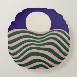 Psychedelic Sun and Rippling Waves3 Round Pillow