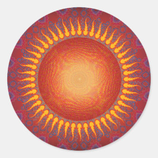 Psychedelic Sun: Spiral Fractal Design Classic Round Sticker