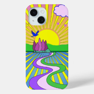 Psychedelic Sunburst Kaleidoscope Summer of Love iPhone 15 Case