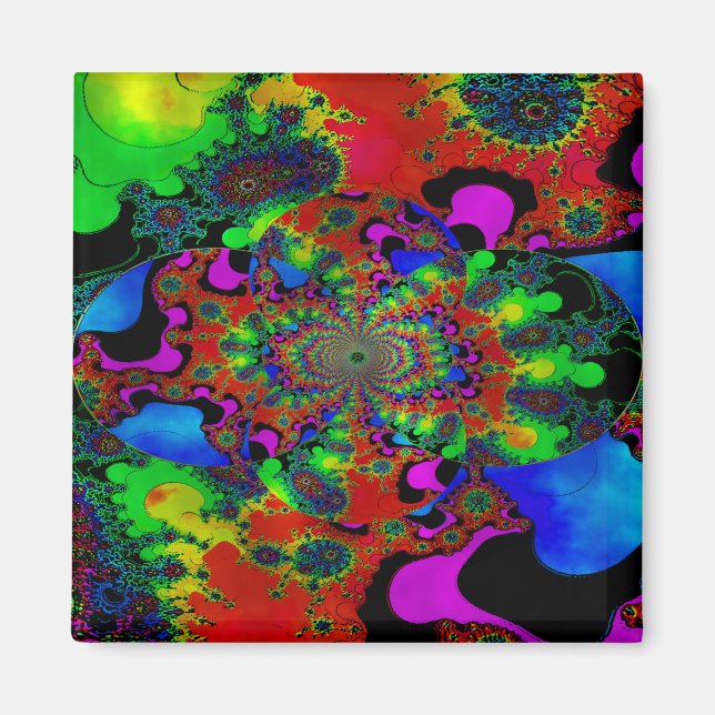 "Psychedelic Sunrise In Stained Glass" Magnet (Front)