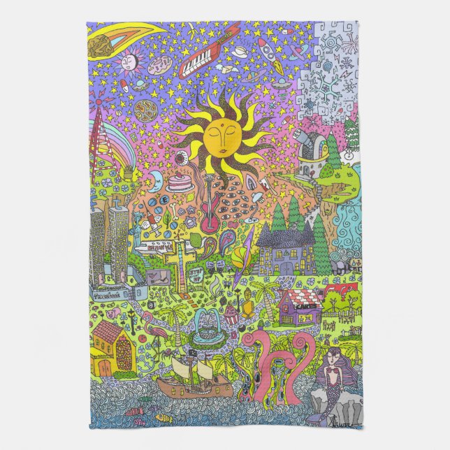 PSYCHEDELIC SUNSET KITCHEN TOWEL (Vertical)