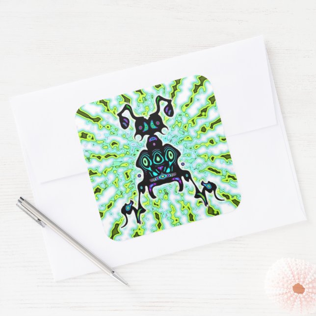 Psychedelic super ant like creature v2 square sticker (Envelope)