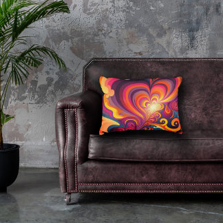 Psychedelic Surreal Swirl Heart Pattern Accent Pillow