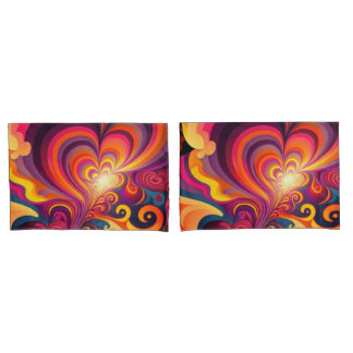 Psychedelic Surreal Swirl Heart Pattern Pillowcase