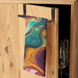 Psychedelic Surreal Watercolor Pattern Kitchen Towel