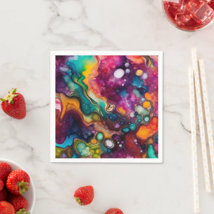 Psychedelic Surreal Watercolor Pattern Napkin