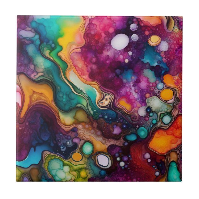 Psychedelic Surreal Watercolor Pattern Tile (Front)