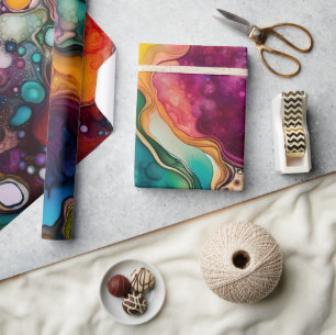 Psychedelic Surreal Watercolor Pattern Wrapping Paper