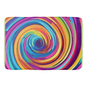 Psychedelic Swirl of Rainbow Hues Bath Mat