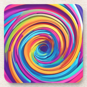 Psychedelic Swirl of Rainbow Hues Coaster