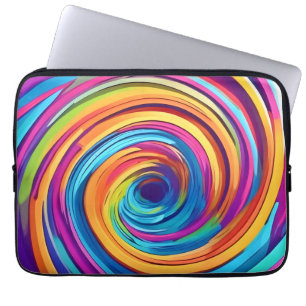 Psychedelic Swirl of Rainbow Hues Laptop Sleeve
