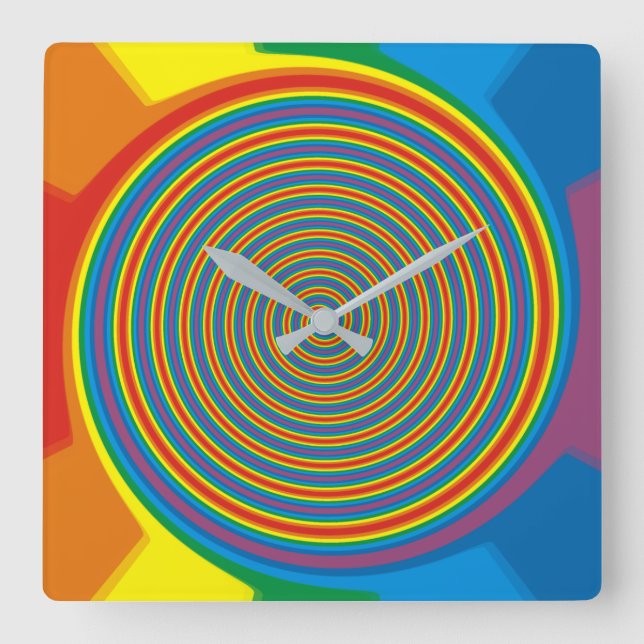 Psychedelic Swirl Rainbow  Childrens Wall Clocks (Front)
