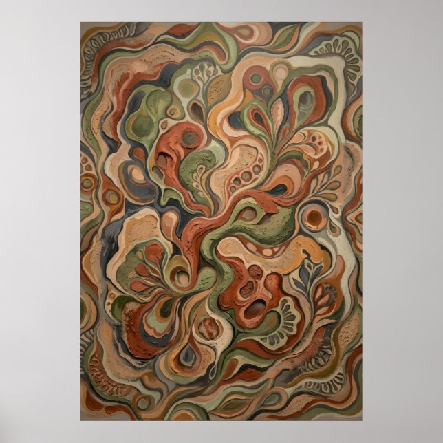 Psychedelic Swirling Abstract Organic Art Pattern  Poster (Front)