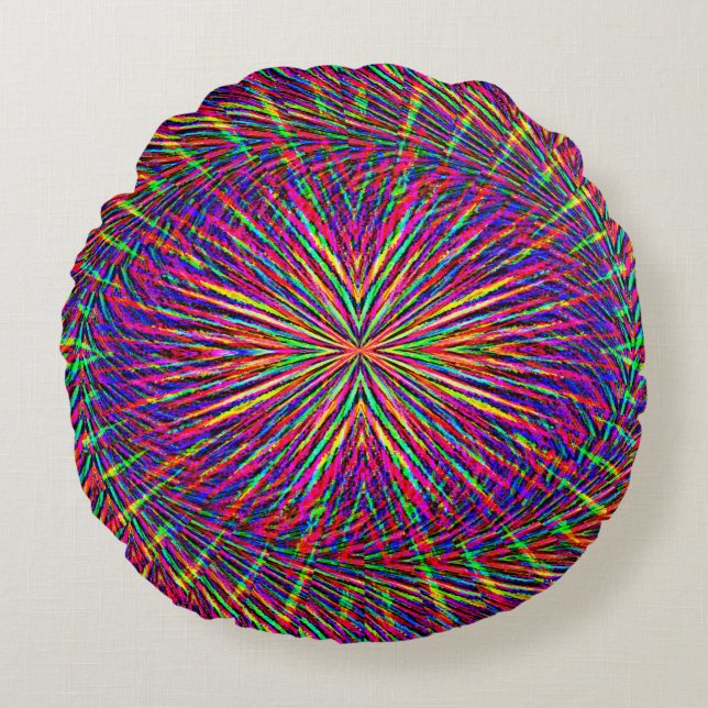 Psychedelic swirling Star...... Round Pillow (Front)