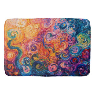 Psychedelic Swirls Oil Painting Bath Mat