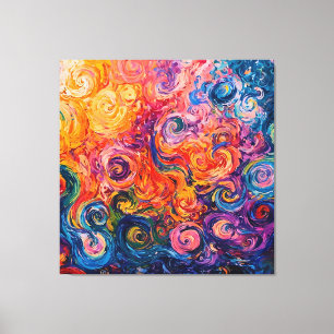 Psychedelic Swirls Oil Painting Canvas Print