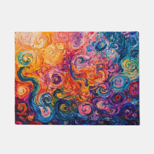 Psychedelic Swirls Oil Painting Doormat