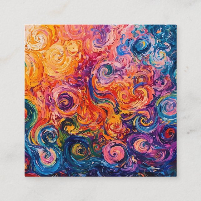 Psychedelic Swirls Oil Painting Enclosure Card (Front)