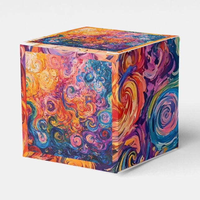 Psychedelic Swirls Oil Painting Favor Box (Front Side)