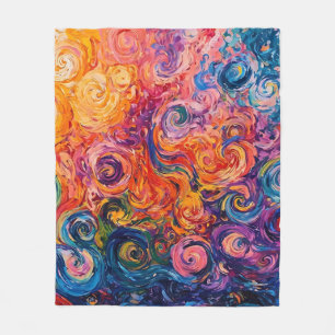 Psychedelic Swirls Oil Painting Fleece Blanket
