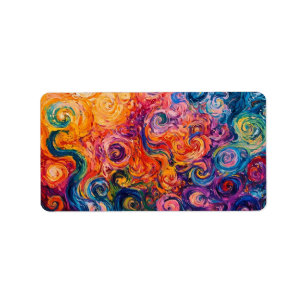 Psychedelic Swirls Oil Painting Label
