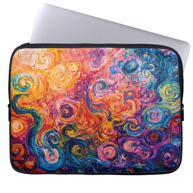 Psychedelic Swirls Oil Painting Laptop Sleeve (Front)